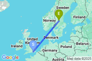 Map of the flight from London Gatwick to Mora