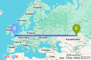 Map of the flight from London Gatwick to Astana