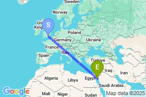 Map of the flight from London Gatwick to Neom