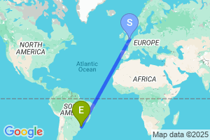 Map of the flight from London Gatwick to Navegantes