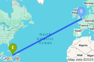 Map of the flight from London Gatwick to Ocho Rios