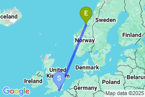 Map of the flight from London Gatwick to Orland