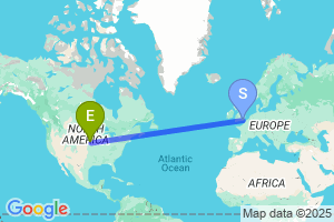 Map of the flight from London Gatwick to Omaha