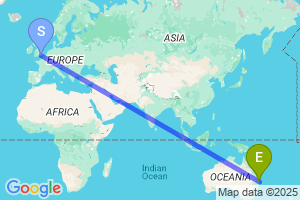 Map of the flight from London Gatwick to Gold Coast