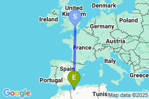 Map of the flight from London Gatwick to Ben Bella