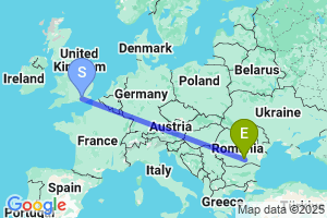 Map of the flight from London Gatwick to Bucharest Otopeni