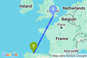 Map of the flight from London Gatwick to Asturias