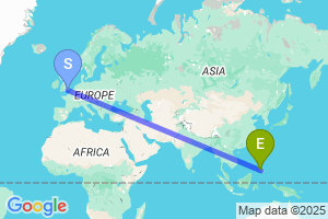 Map of the flight from London Gatwick to Ozamis City