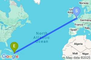 Map of the flight from London Gatwick to Port Au Prince