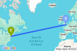 Map of the flight from London Gatwick to Philadelphia