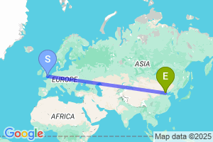 Map of the flight from London Gatwick to Beijing Daxing