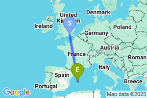 Map of the flight from London Gatwick to Palma