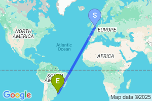 Map of the flight from London Gatwick to Porto Alegre