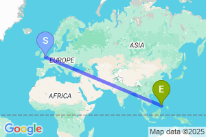 Map of the flight from London Gatwick to Puerto Princesa