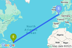 Map of the flight from London Gatwick to Ponce