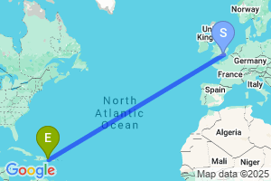 Map of the flight from London Gatwick to Punta Cana