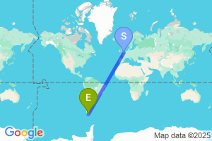 Map of the flight from London Gatwick to Punta Arenas