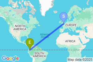 Map of the flight from London Gatwick to Puerto Asis