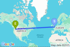 Map of the flight from London Gatwick to Pullman