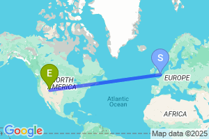 Map of the flight from London Gatwick to Provo