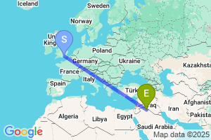 Map of the flight from London Gatwick to Arar
