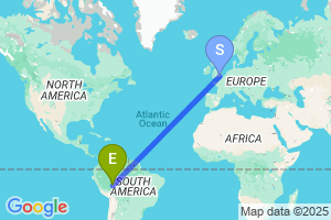 Map of the flight from London Gatwick to Rio Branco