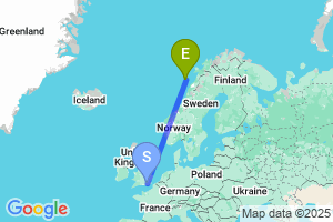 Map of the flight from London Gatwick to Rost