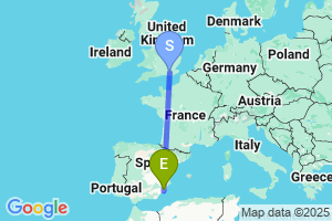 Map of the flight from London Gatwick to Region de Murcia International
