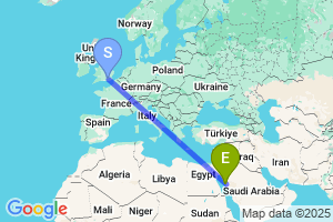 Map of the flight from London Gatwick to Red Sea