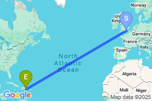 Map of the flight from London Gatwick to Santo Domingo