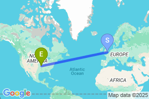 Map of the flight from London Gatwick to Springfield