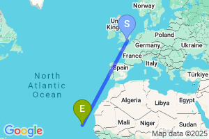 Map of the flight from London Gatwick to Sal