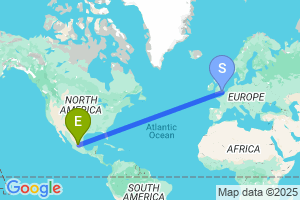 Map of the flight from London Gatwick to San Luis Potosi