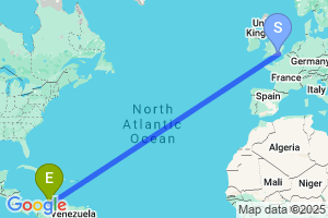 Map of the flight from London Gatwick to Santa Marta