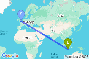 Map of the flight from London Gatwick to Solo / Surakarta