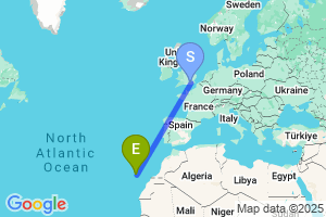 Map of the flight from London Gatwick to La Palma