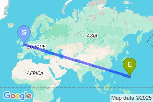 Map of the flight from London Gatwick to Saipan