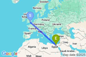 Map of the flight from London Gatwick to Giza