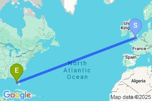 Map of the flight from London Gatwick to Sarasota