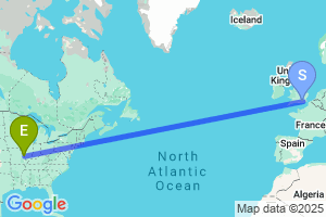 Map of the flight from London Gatwick to St Louis