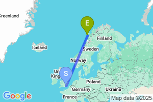 Map of the flight from London Gatwick to Svolvaer