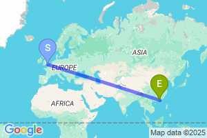 Map of the flight from London Gatwick to Shenzhen