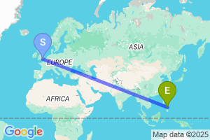 Map of the flight from London Gatwick to Tacloban