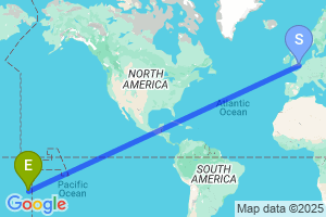 Map of the flight from London Gatwick to Fua`amotu