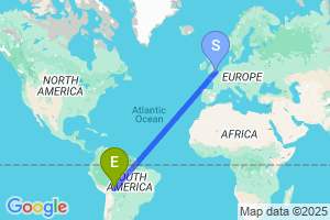 Map of the flight from London Gatwick to Trinidad