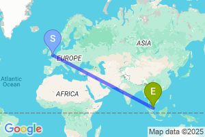 Map of the flight from London Gatwick to Kuala Terengganu