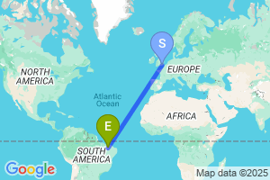 Map of the flight from London Gatwick to Teresina