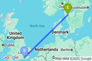 Map of the flight from London Gatwick to Trollhattan