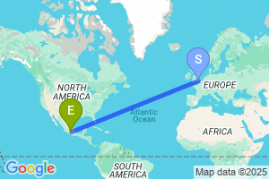 Map of the flight from London Gatwick to Toluca