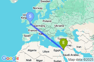 Map of the flight from London Gatwick to Tabuk